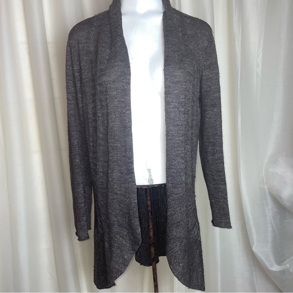 Eileen Fisher wool linen silk open front cardigan sweater